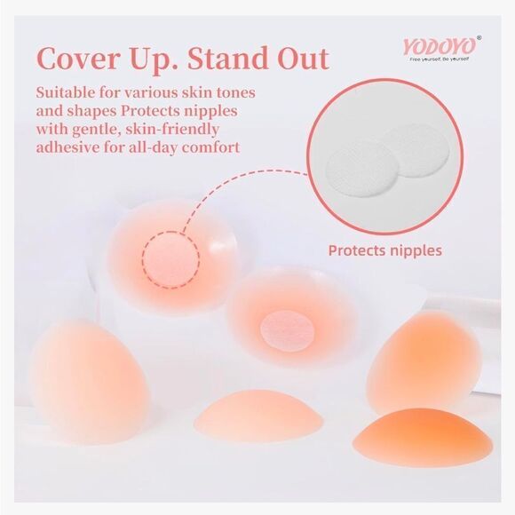 NIB New YODOYO Nipple Covers Sticky Adhesive Silicone Nipple Pasties Reusable - Picture 5 of 12